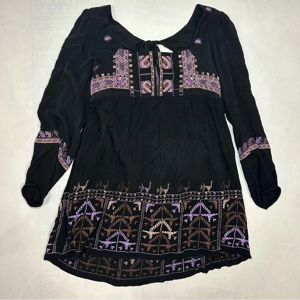 Free People Rhiannon Boho Mini Dress women’s Large - Picture 2 of 4